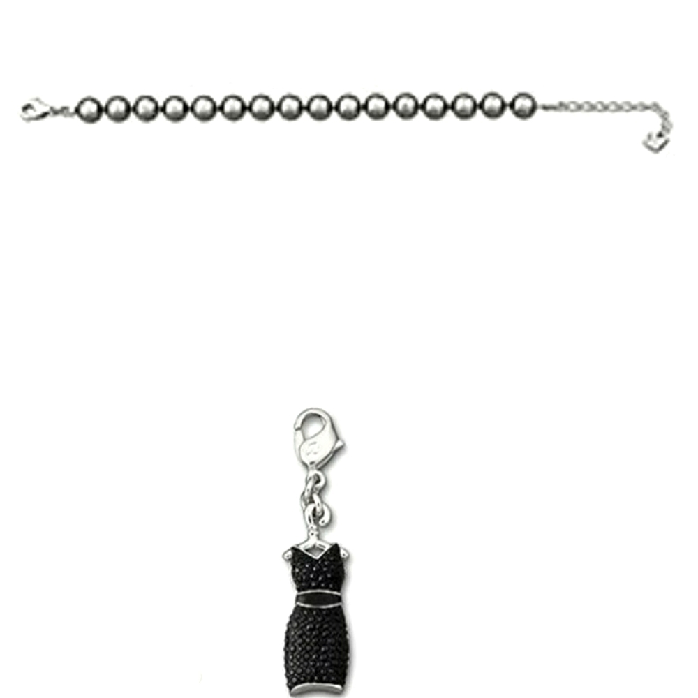 Swarovski Grey Pearl Bracelet & Charm set